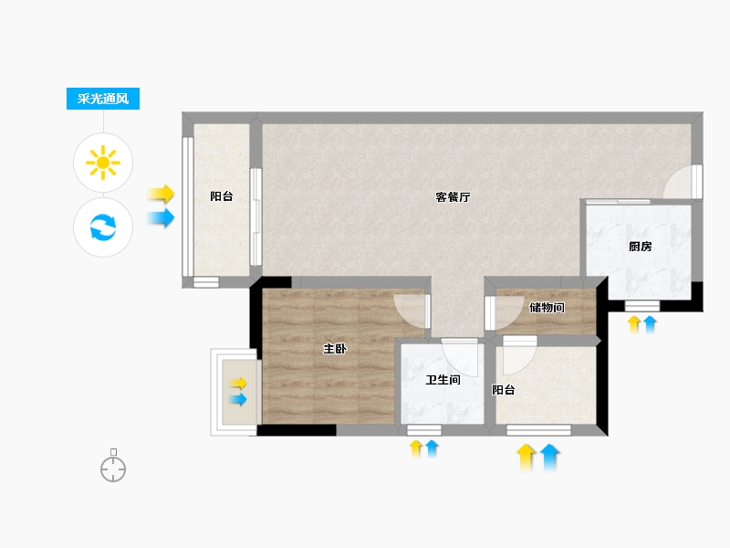 广东省-珠海市-海伦堡玖悦珑湾-55.29-户型库-采光通风