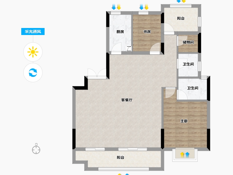 安徽省-巢湖市-文一锦门高第-95.04-户型库-采光通风