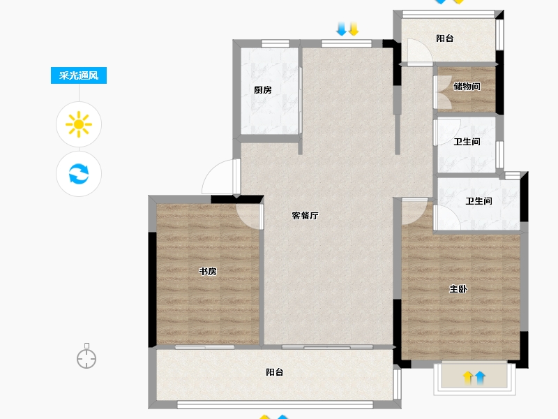 安徽省-合肥市-栢悦湾-99.64-户型库-采光通风