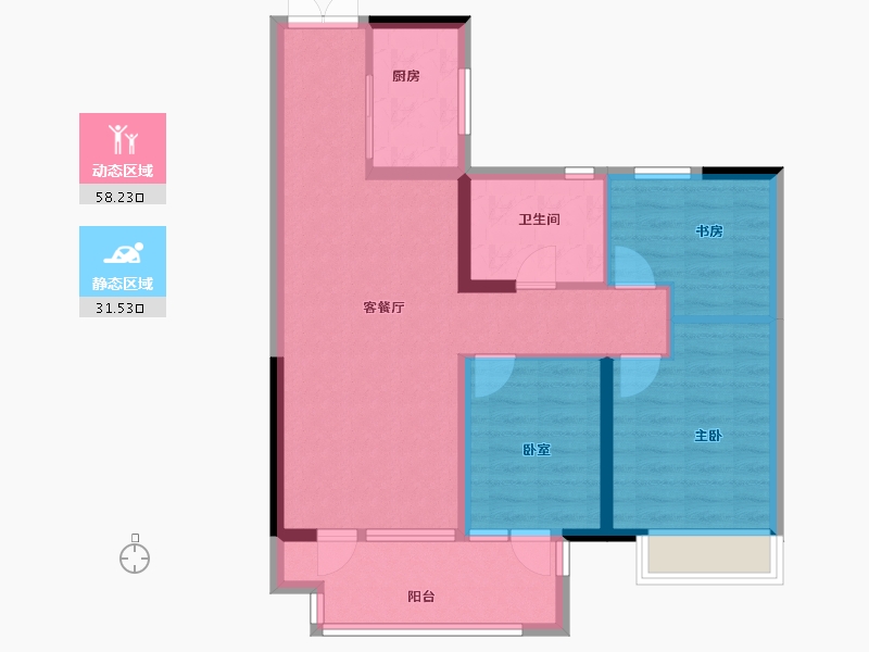 山东省-淄博市-淄博周村吾悦广场​-80.05-户型库-动静分区