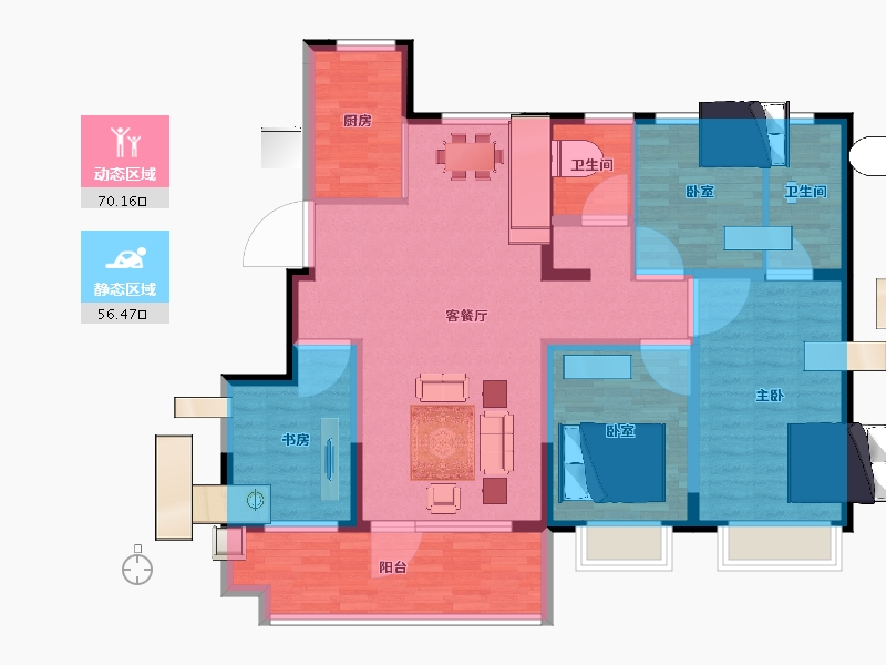 山东省-淄博市-金城荣基柳泉书院-112.92-户型库-动静分区