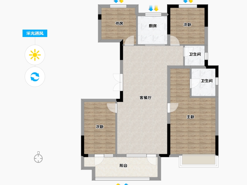 山东省-淄博市-淄博周村吾悦广场​-108.05-户型库-采光通风