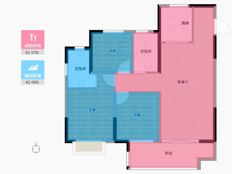 安徽省-合肥市-华润昆仑御-94.40-户型库-动静分区