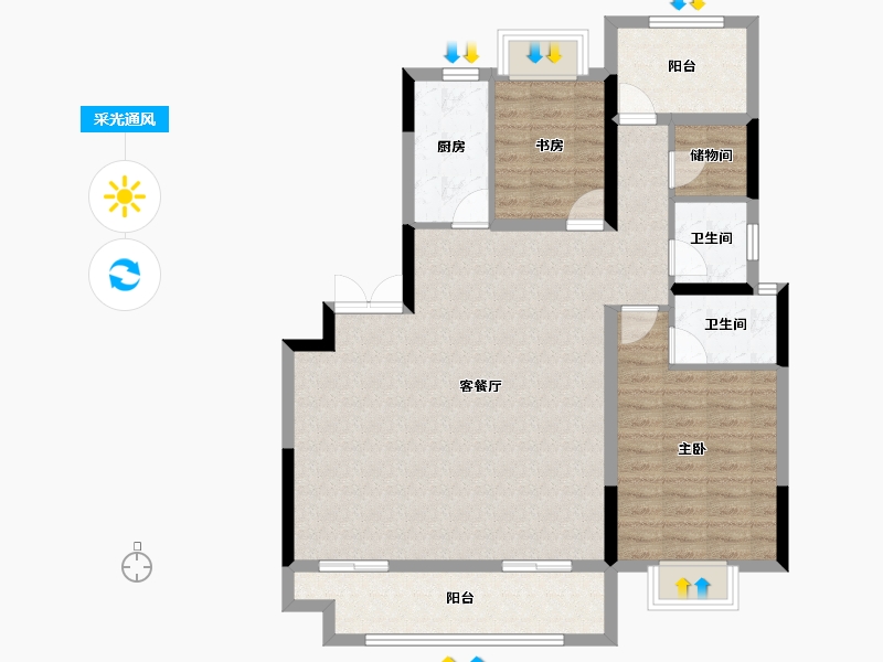 安徽省-巢湖市-文一锦门高第-99.94-户型库-采光通风