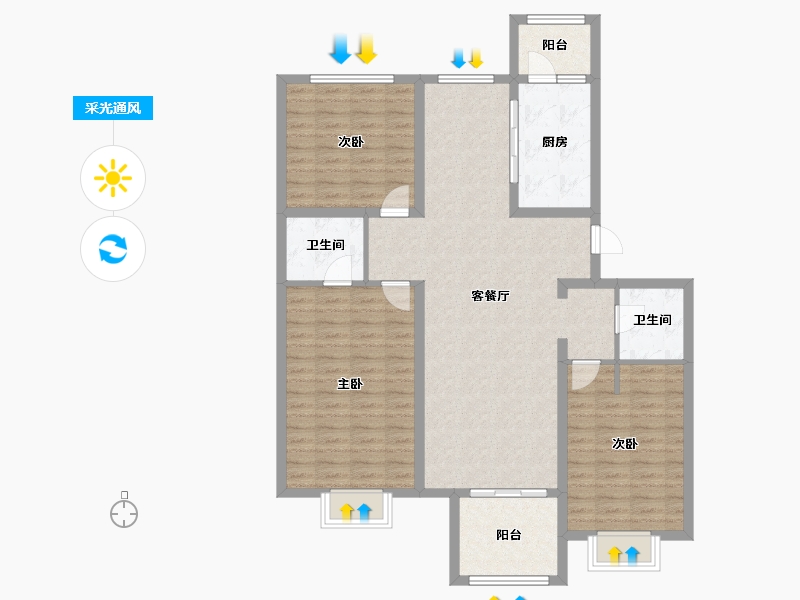 北京-北京市-航城壹号-114.41-户型库-采光通风