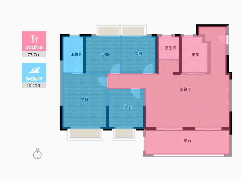 江苏省-南通市-南通祥生云境-114.40-户型库-动静分区