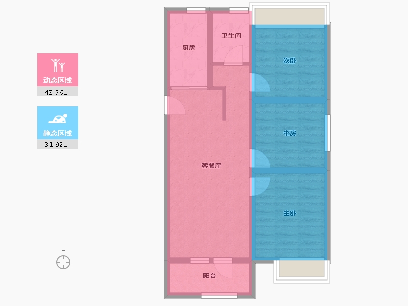 辽宁省-沈阳市-中梁金科玖禧-66.31-户型库-动静分区