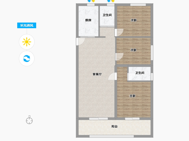 山西省-太原市-凤凰城-99.56-户型库-采光通风