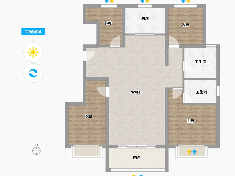 黑龙江省-哈尔滨市-新松·未来ONE-104.01-户型库-采光通风