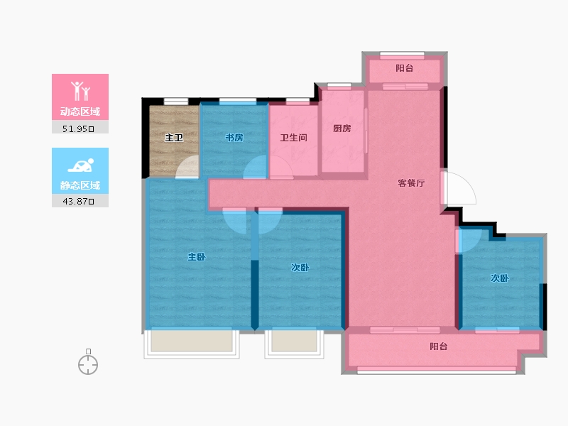 浙江省-舟山市-岱美银河湾-89.28-户型库-动静分区