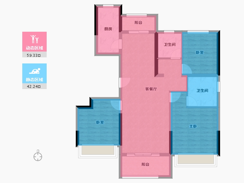 甘肃省-兰州市-远洋红星兰州天铂-90.40-户型库-动静分区