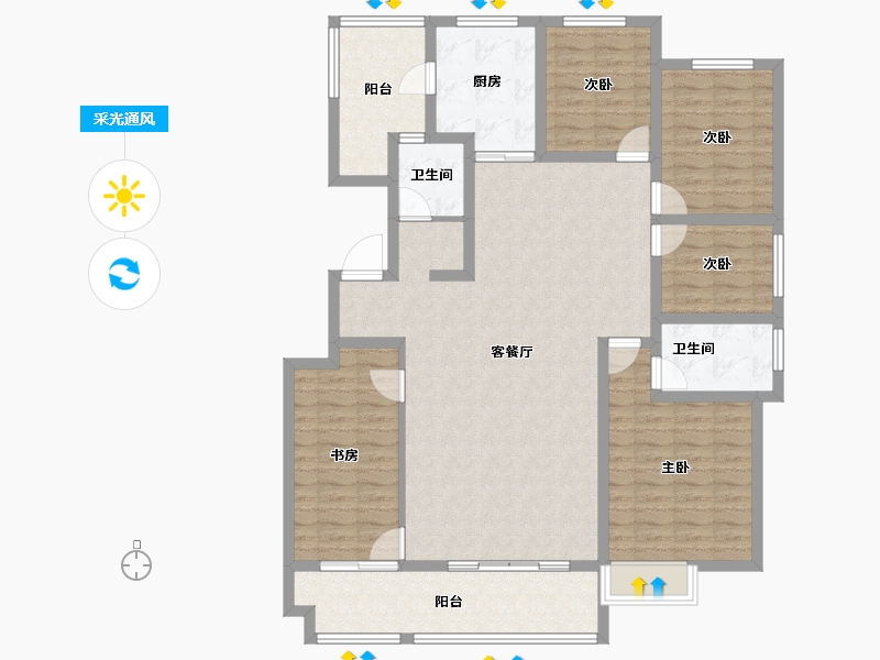 天津-天津市-沁园庭-137.20-户型库-采光通风