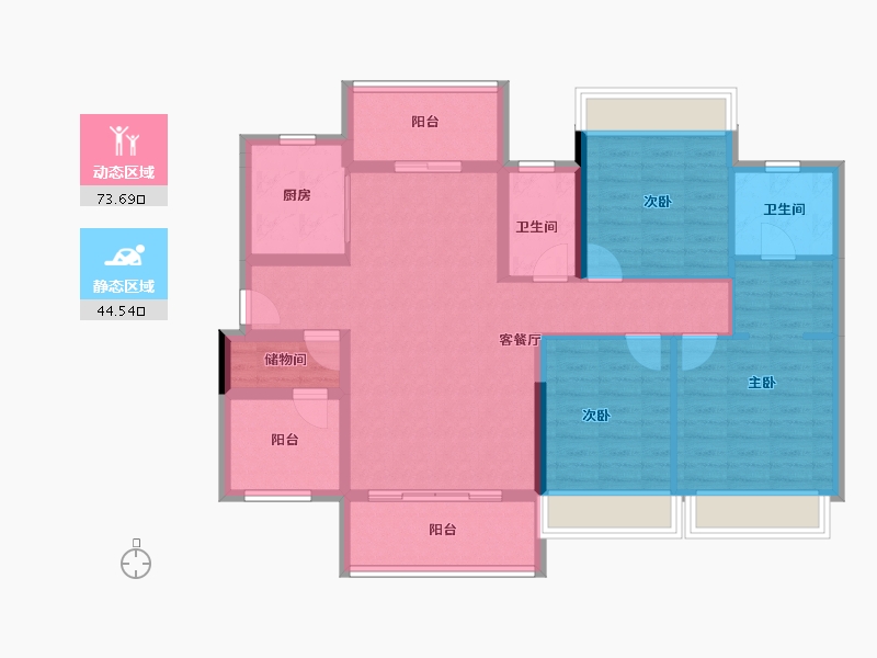 广东省-珠海市-绿景玺悦湾-105.56-户型库-动静分区