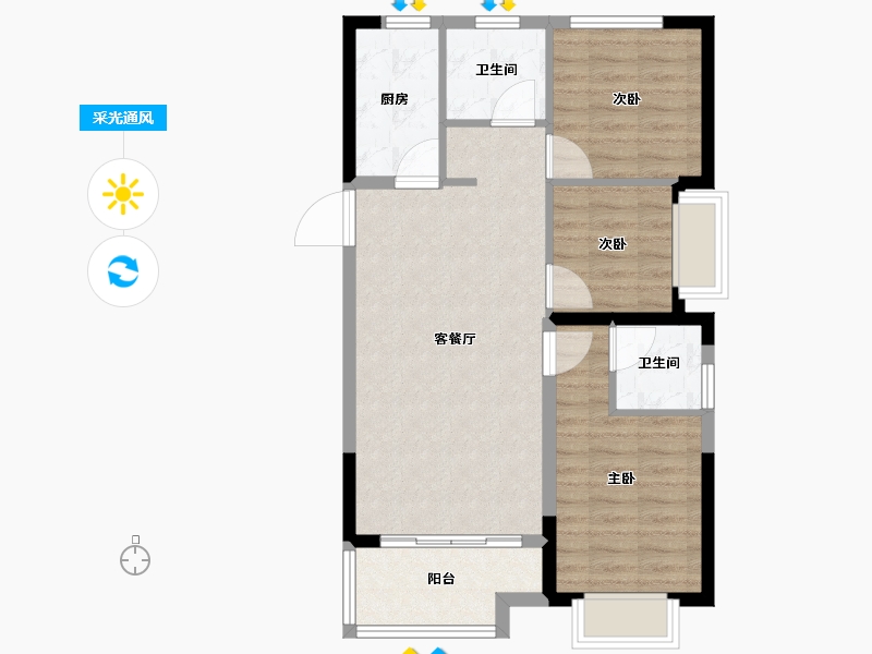 福建省-厦门市-金地峯上-72.00-户型库-采光通风