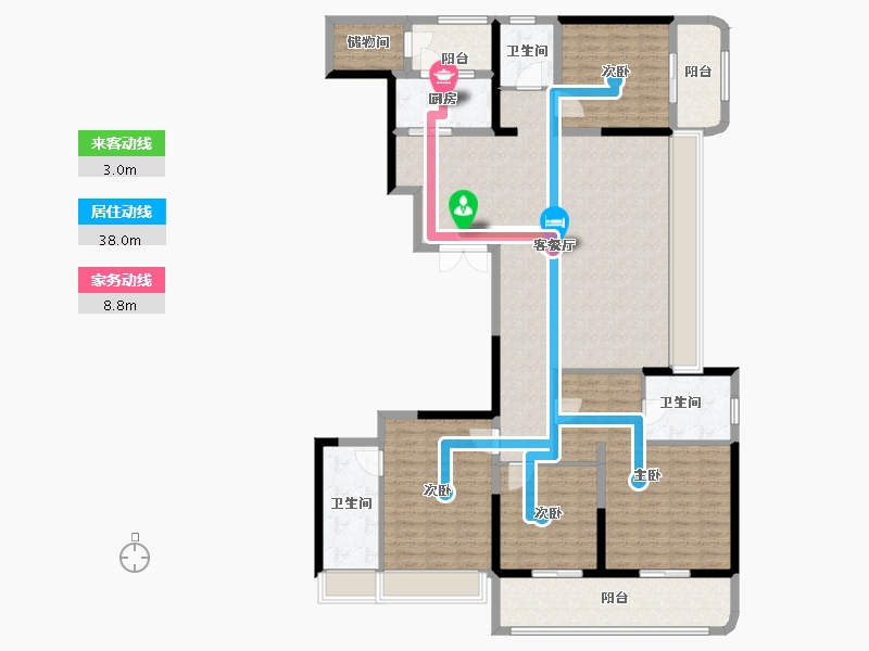 江苏省-常州市-燕湖壹號-165.02-户型库-动静线