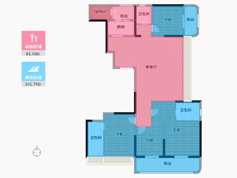 江苏省-常州市-燕湖壹號-165.02-户型库-动静分区