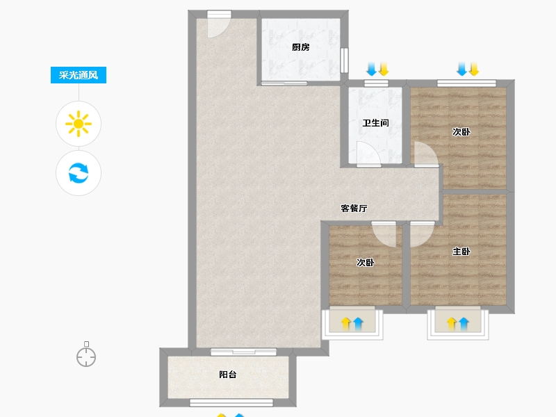 黑龙江省-哈尔滨市-新松·未来ONE-88.00-户型库-采光通风