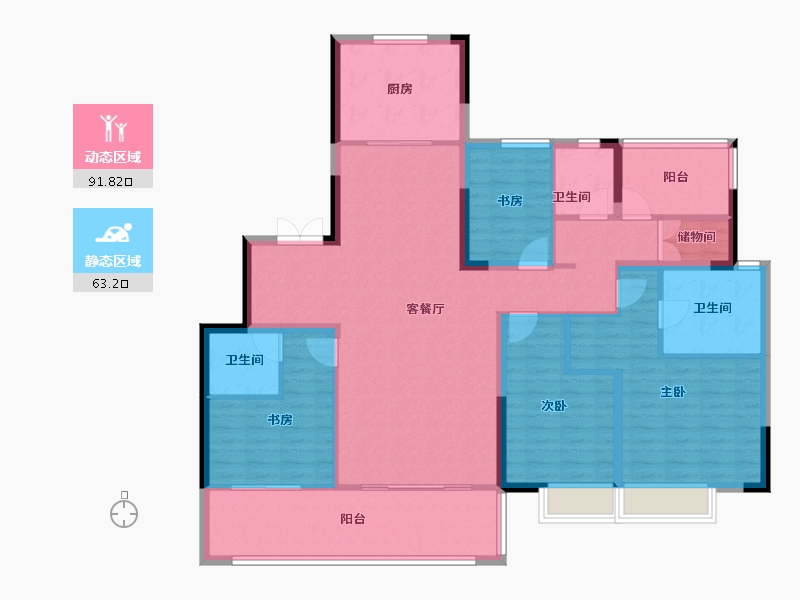 安徽省-合肥市-栢悦湾-140.21-户型库-动静分区