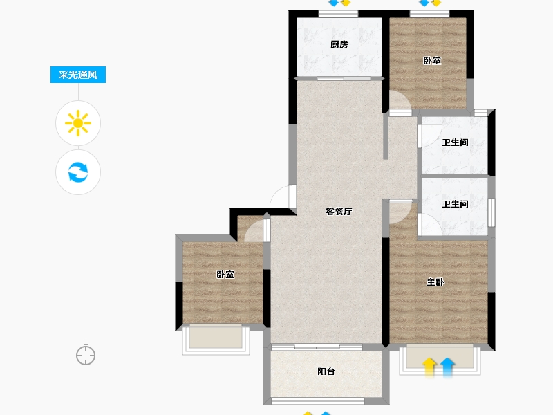 甘肃省-兰州市-远洋红星兰州天铂-88.00-户型库-采光通风