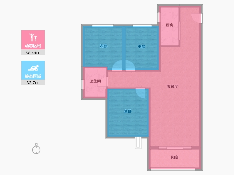 黑龙江省-哈尔滨市-新松·未来ONE-81.60-户型库-动静分区