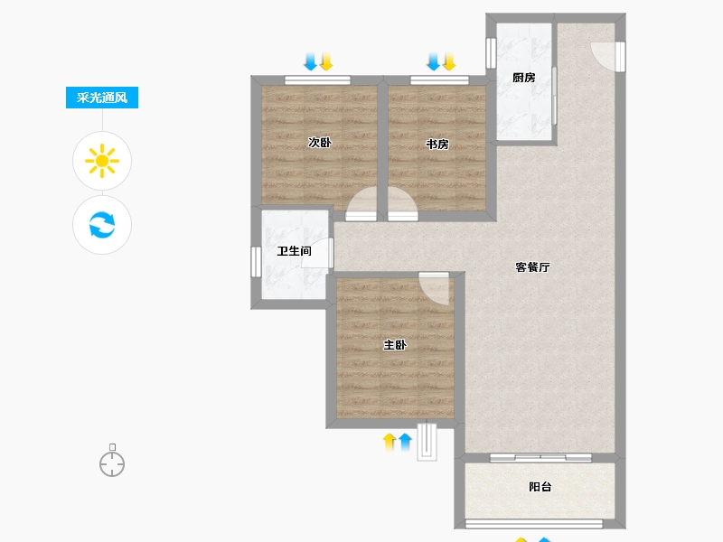 黑龙江省-哈尔滨市-新松·未来ONE-81.60-户型库-采光通风