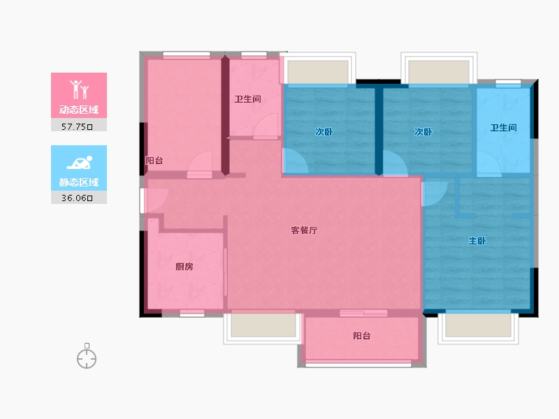 广东省-珠海市-海伦堡玖悦珑湾-84.00-户型库-动静分区