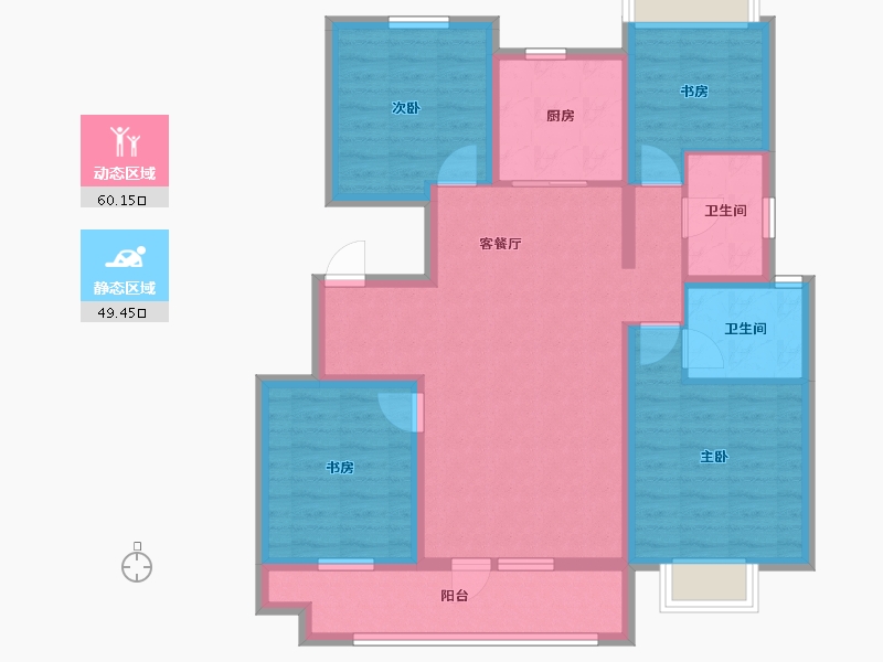 辽宁省-沈阳市-中梁金科玖禧-96.91-户型库-动静分区