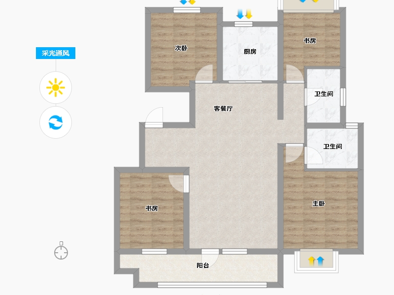 辽宁省-沈阳市-中梁金科玖禧-96.91-户型库-采光通风