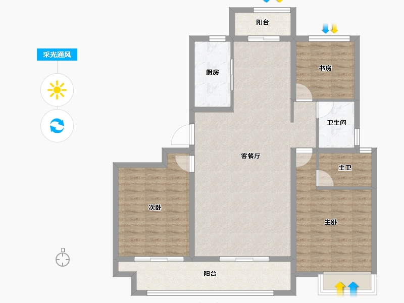 浙江省-舟山市-岱美银河湾-105.03-户型库-采光通风