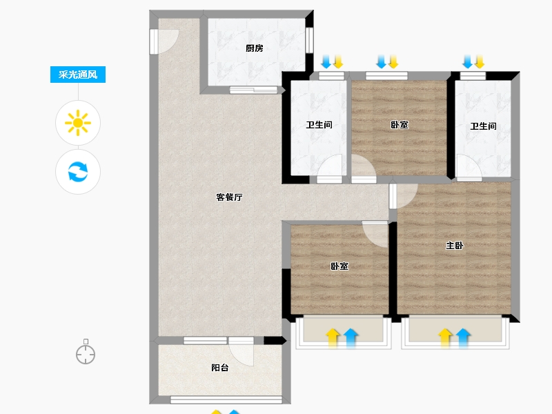 甘肃省-兰州市-远洋红星兰州天铂-91.20-户型库-采光通风