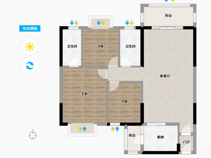 广东省-广州市-花东侨雅苑-92.43-户型库-采光通风