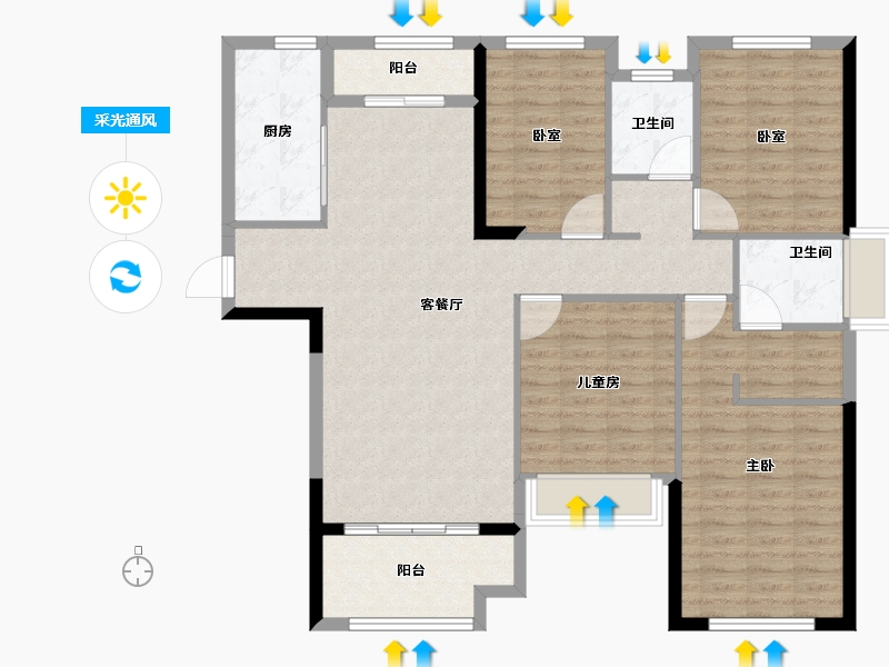 河南省-信阳市-中环荣域Ⅱ期悦棠-116.80-户型库-采光通风