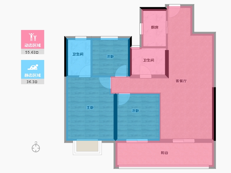 湖北省-宜昌市-金科云玺台-82.31-户型库-动静分区