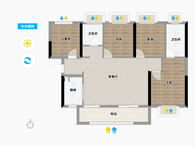 广东省-佛山市-金科卓越集美江湾-93.62-户型库-采光通风