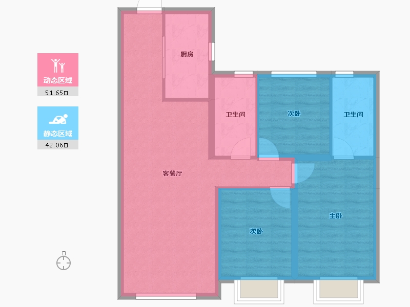 黑龙江省-哈尔滨市-金地峯范-84.22-户型库-动静分区