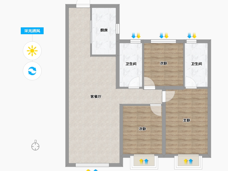 黑龙江省-哈尔滨市-金地峯范-84.22-户型库-采光通风