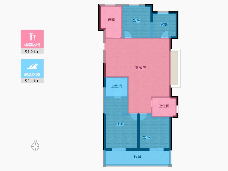 浙江省-宁波市-荣安·新月河滨-100.00-户型库-动静分区