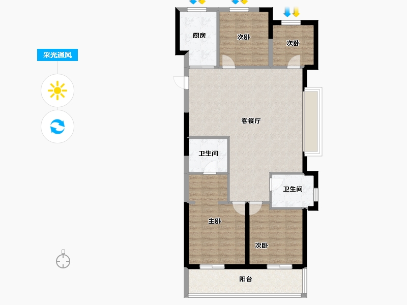 浙江省-宁波市-荣安·新月河滨-100.00-户型库-采光通风