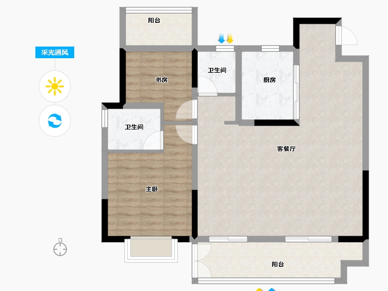 安徽省-合肥市-琥珀东澜赋-91.20-户型库-采光通风