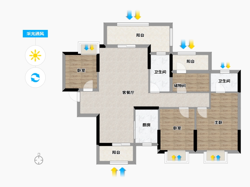 湖南省-岳阳市-汨罗大汉龙城-104.16-户型库-采光通风