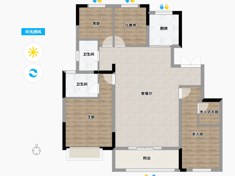 江苏省-徐州市-徐州富春山居-114.40-户型库-采光通风