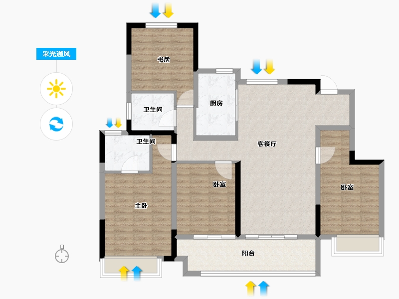 河南省-信阳市-上坤·云湖壹号-114.00-户型库-采光通风