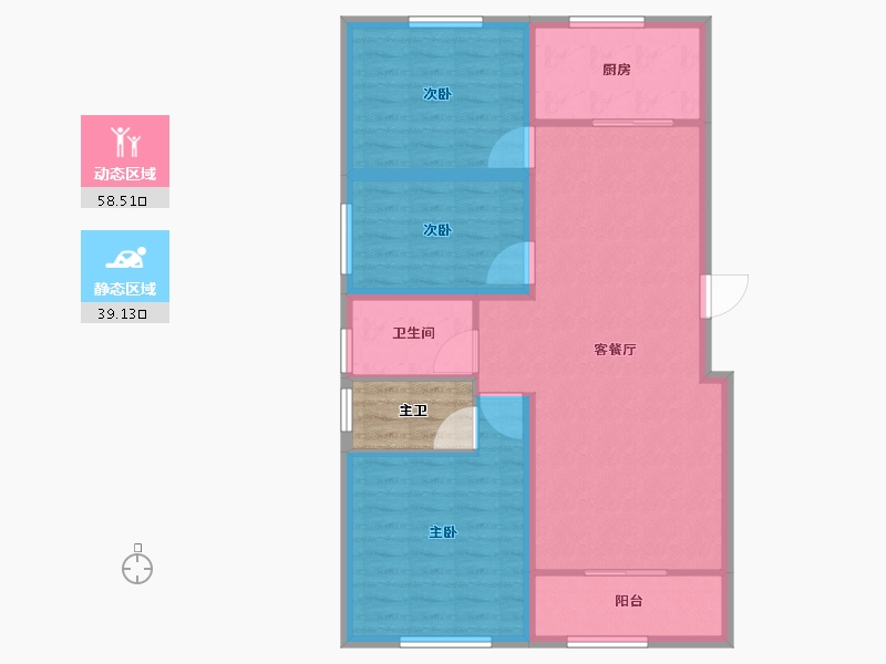 山东省-泰安市-贵和·天锦-92.00-户型库-动静分区