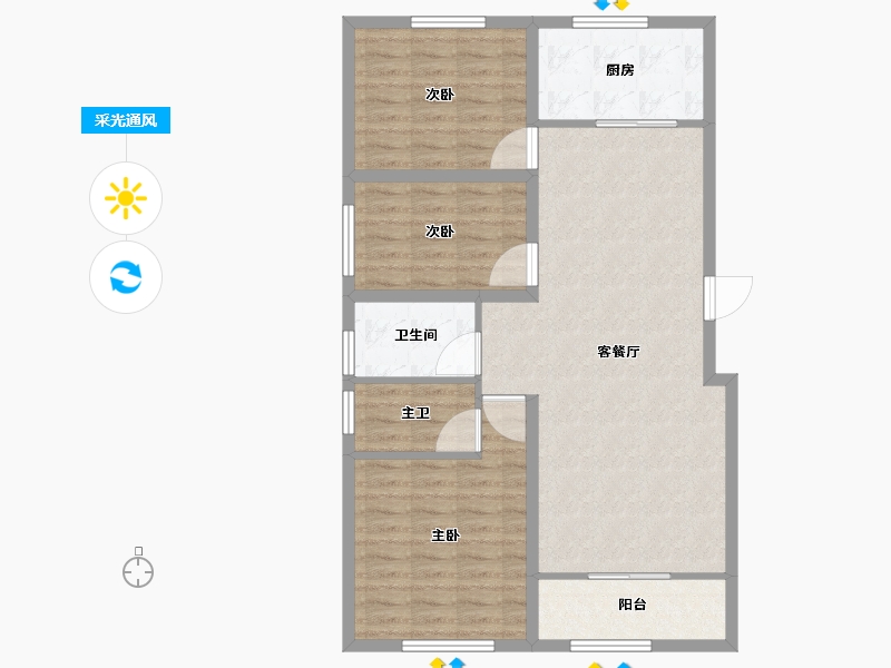 山东省-泰安市-贵和·天锦-92.00-户型库-采光通风