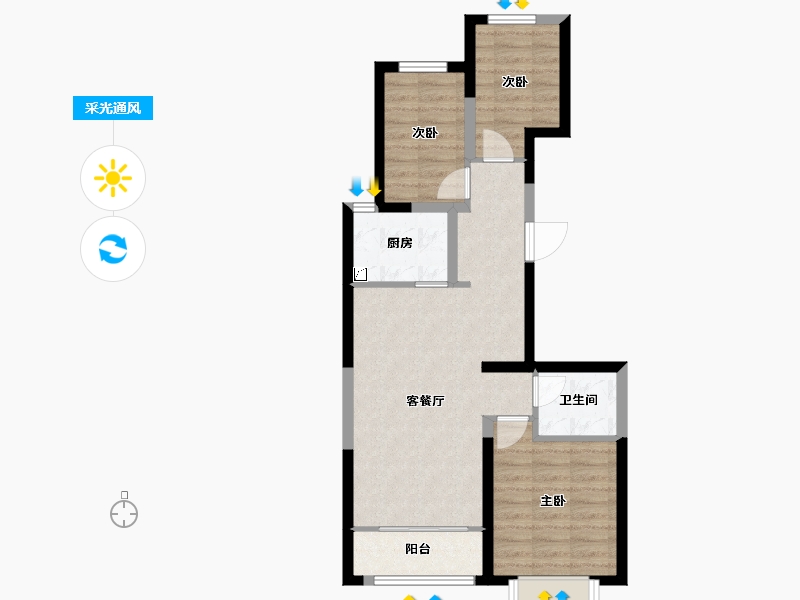 北京-北京市-京澜誉府-65.30-户型库-采光通风