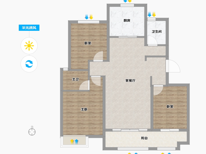 山东省-泰安市-特钢西区-100.80-户型库-采光通风