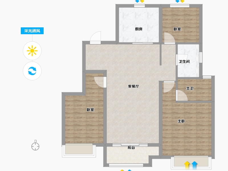 山东省-泰安市-特钢西区-103.20-户型库-采光通风