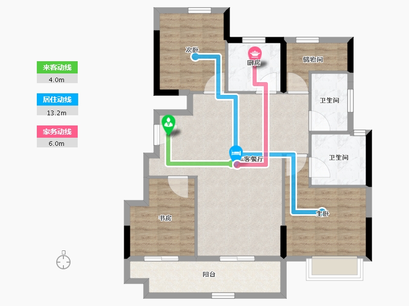 浙江省-宁波市-美的海畔云城-91.36-户型库-动静线