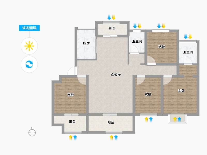 河南省-信阳市-金牛国际社区-118.35-户型库-采光通风