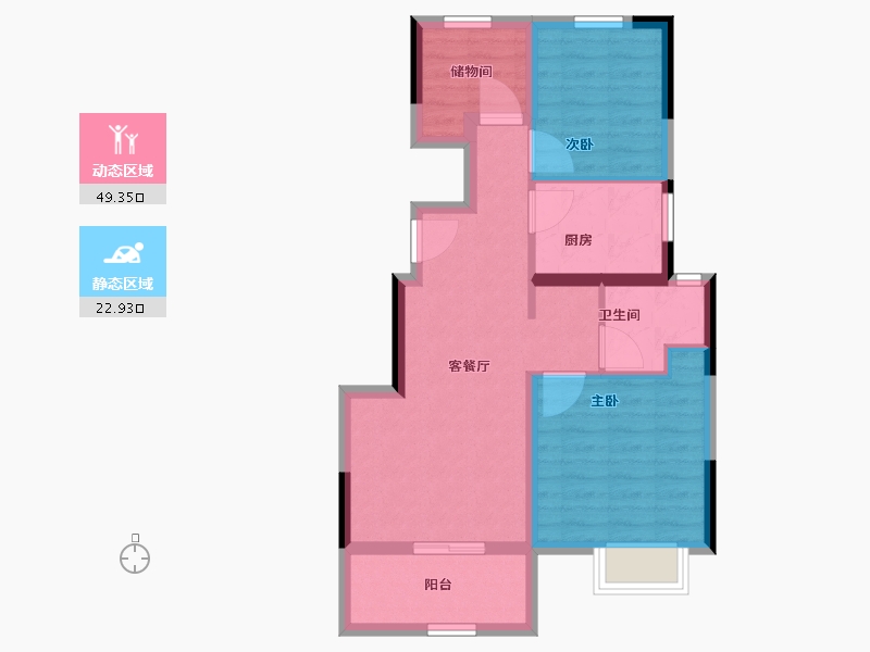 浙江省-宁波市-美的海畔云城-63.79-户型库-动静分区